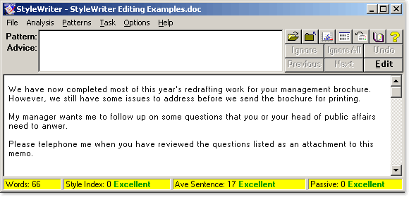 StyleWriter Memo Writing Example - After